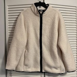 Land's End, Women's Ivory Fleece Zipper Jacket, 2X